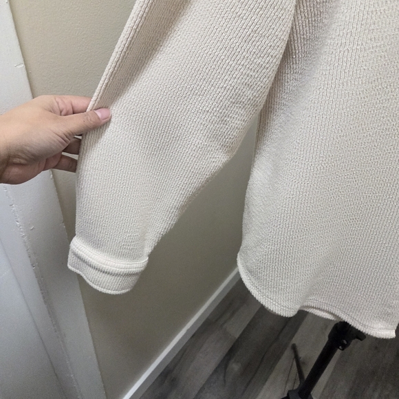 OAK + FORT Oversized Cotton Blend Cream Button-Up Shacket - Picture 3 of 7